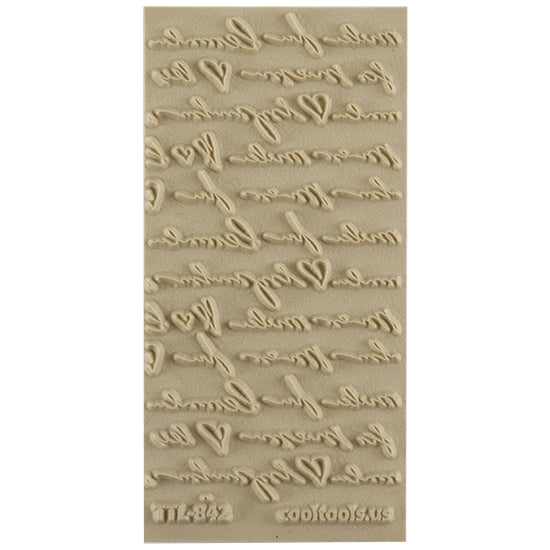 Texture Tile - Sincerely Yours. Beige Texture Tiles are flexible, washable and can be used with any soft clay. Spritz with CoolSlip or dust on Dry Powder Release for stick-free impressions when using metal clay and polymer clay.