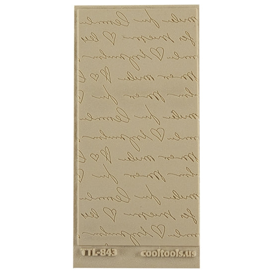 Texture Tile - Sincerely Yours Fineline. Beige Texture Tiles are flexible, washable and can be used with any soft clay. Spritz with CoolSlip or dust on Dry Powder Release for stick-free impressions when using metal clay and polymer clay.