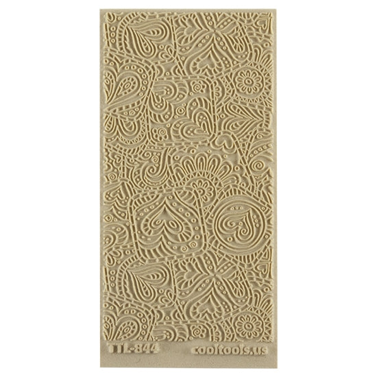 Texture Tile - Doodling Hearts. Beige Texture Tiles are flexible, washable and can be used with any soft clay. Spritz with CoolSlip or dust on Dry Powder Release for stick-free impressions when using metal clay and polymer clay.