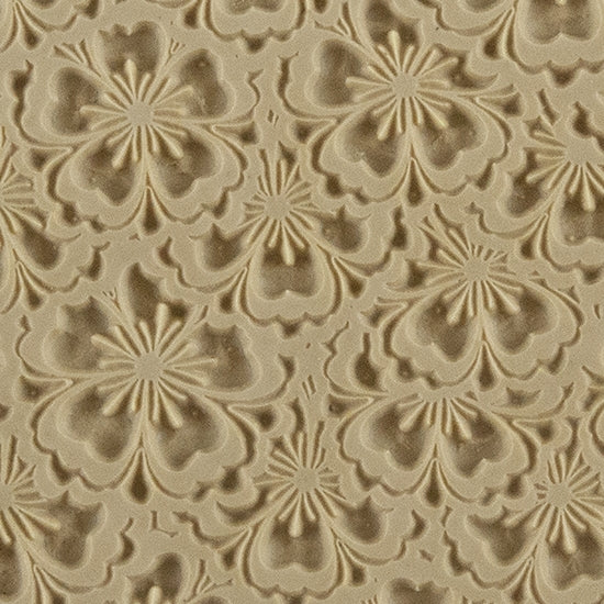 Texture Tile - Flowering Fields. Beige Texture Tiles are flexible, washable and can be used with any soft clay. Spritz with CoolSlip or dust on Dry Powder Release for stick-free impressions when using metal clay and polymer clay.