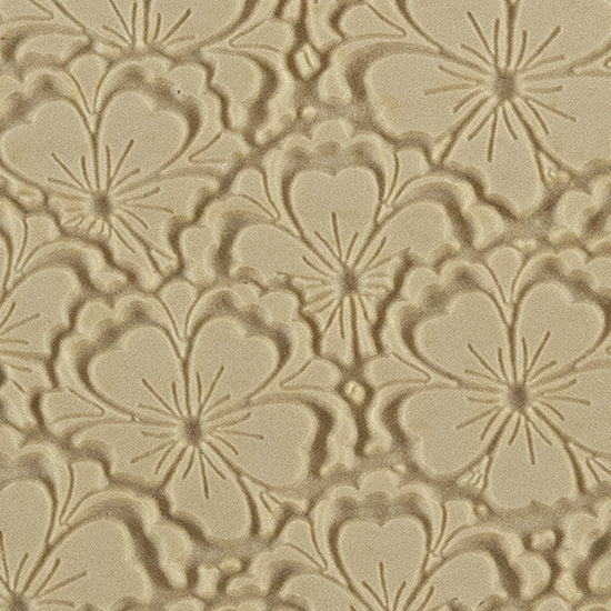 Texture Tile - Flowering Fields Embossed. Beige Texture Tiles are flexible, washable and can be used with any soft clay. Spritz with CoolSlip or dust on Dry Powder Release for stick-free impressions when using metal clay and polymer clay.