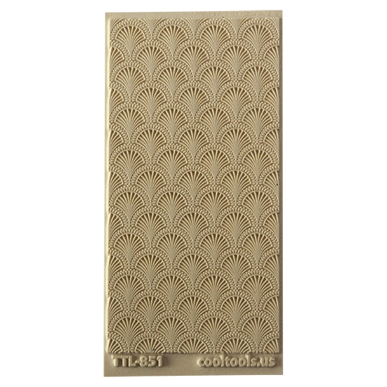 Texture Tile - Art Deco Shells. Beige Texture Tiles are flexible, washable and can be used with any soft clay. Spritz with CoolSlip or dust on Dry Powder Release for stick-free impressions when using metal clay and polymer clay.