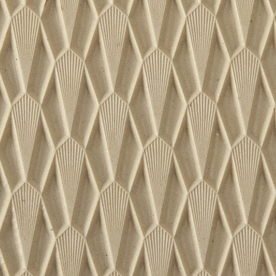 Texture Tile - Dove Tails. Beige Texture Tiles are flexible, washable and can be used with any soft clay. Spritz with CoolSlip or dust on Dry Powder Release for stick-free impressions when using metal clay and polymer clay.