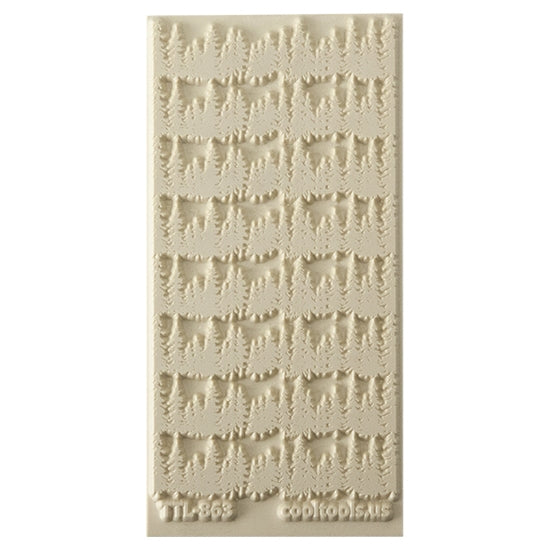 Texture Tile - Wisconsin Pines. Beige Texture Tiles are flexible, washable and can be used with any soft clay. Spritz with CoolSlip or dust on Dry Powder Release for stick-free impressions when using metal clay and polymer clay.