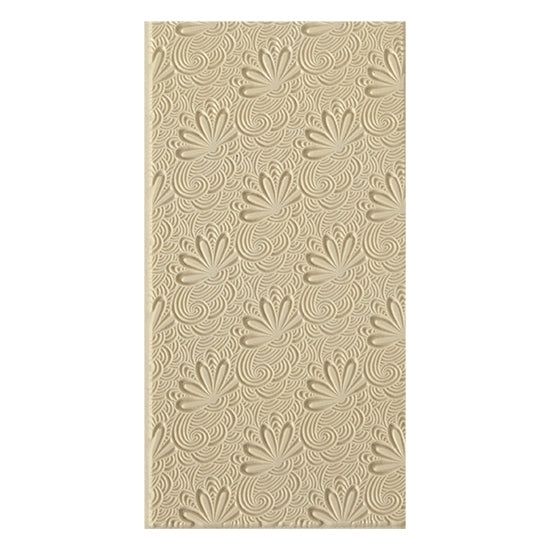 Texture Tile - Tail Feathers. Beige Texture Tiles are flexible, washable and can be used with any soft clay. Spritz with CoolSlip or dust on Dry Powder Release for stick-free impressions when using metal clay and polymer clay.