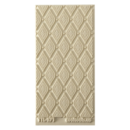 Texture Tile - Boho Glows. Beige Texture Tiles are flexible, washable and can be used with any soft clay. Spritz with CoolSlip or dust on Dry Powder Release for stick-free impressions when using metal clay and polymer clay.