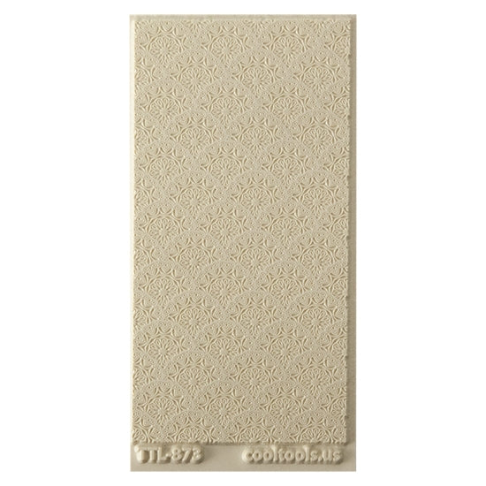 Texture Tile - Medallion Motif. Beige Texture Tiles are flexible, washable and can be used with any soft clay. Spritz with CoolSlip or dust on Dry Powder Release for stick-free impressions when using metal clay and polymer clay.