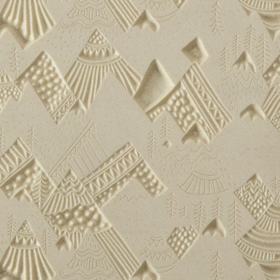 Texture Tile - In the Mountains. Beige Texture Tiles are flexible, washable and can be used with any soft clay. Spritz with CoolSlip or dust on Dry Powder Release for stick-free impressions when using metal clay and polymer clay.