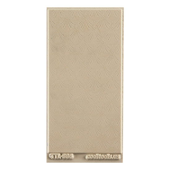 Texture Tile - Art Deco Arches Embossed. Beige Texture Tiles are flexible, washable and can be used with any soft clay. Spritz with CoolSlip or dust on Dry Powder Release for stick-free impressions when using metal clay and polymer clay.