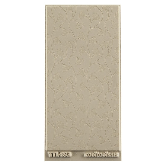 Texture Tile - Dotted Vines Embossed. Beige Texture Tiles are flexible, washable and can be used with any soft clay. Spritz with CoolSlip or dust on Dry Powder Release for stick-free impressions when using metal clay and polymer clay.