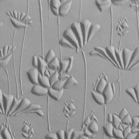 Texture Tile - Flowing Flowers Embossed sample rolled into clay