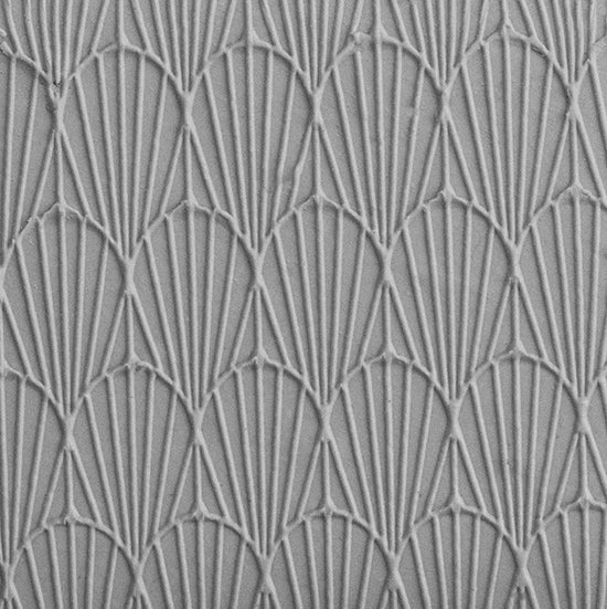 Texture Tile - Deco Shells Embossed sample rolled into clay