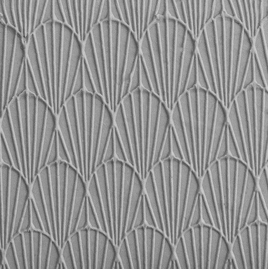 Texture Tile - Deco Shells Embossed sample rolled into clay