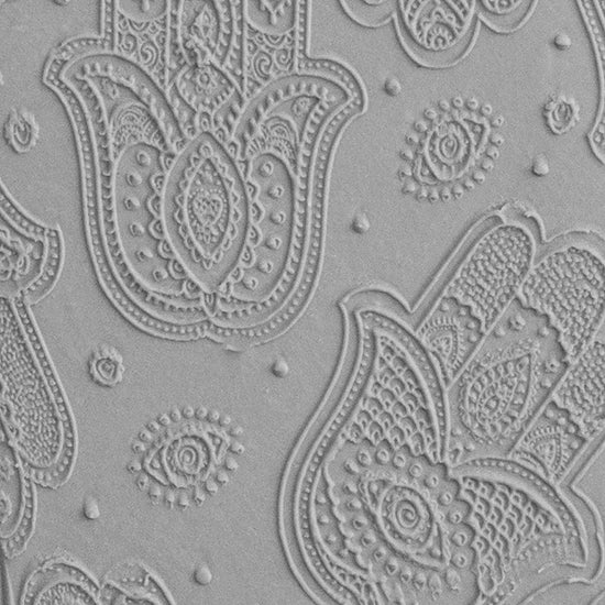 Texture Tile - Hamsas Embossed sample rolled into clay