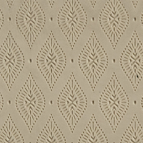 Texture Tile - Boho Glows Embossed. Beige Texture Tiles are flexible, washable and can be used with any soft clay. Spritz with CoolSlip or dust on Dry Powder Release for stick-free impressions when using metal clay and polymer clay.