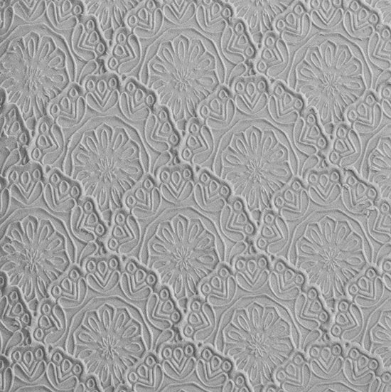 Texture Tile - Medallion Motif Embossed sample rolled into clay