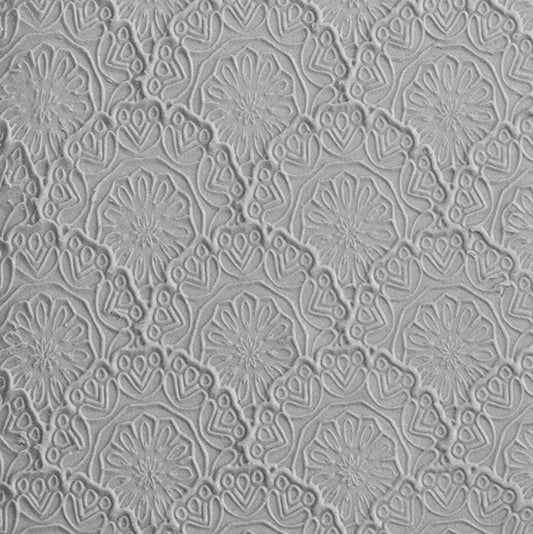 Texture Tile - Medallion Motif Embossed sample rolled into clay