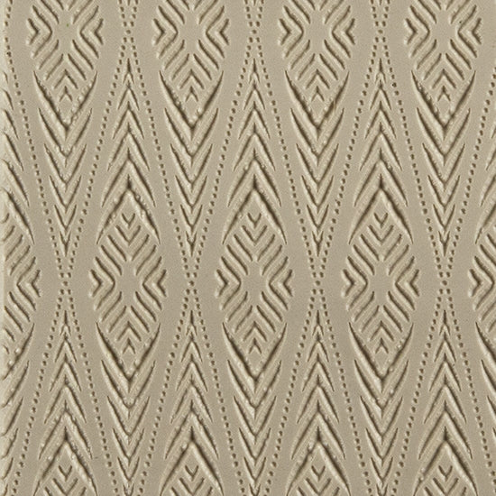 Texture Tile - Bohemian Rug Embossed. Beige Texture Tiles are flexible, washable and can be used with any soft clay. Spritz with CoolSlip or dust on Dry Powder Release for stick-free impressions when using metal clay and polymer clay.