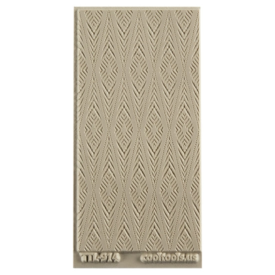 Texture Tile - Bohemian Rug Embossed. Beige Texture Tiles are flexible, washable and can be used with any soft clay. Spritz with CoolSlip or dust on Dry Powder Release for stick-free impressions when using metal clay and polymer clay.