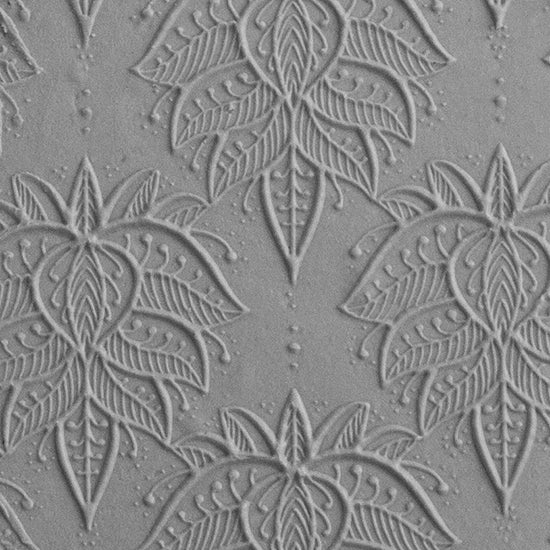 Texture Tile - Henna Blooms Embossed sample rolled into clay