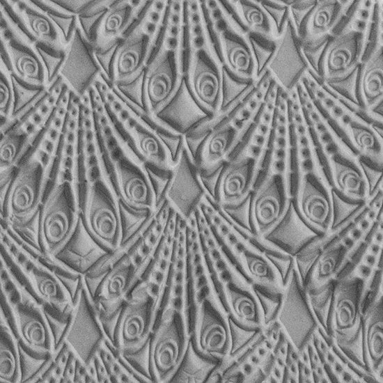 Texture Tile - Deco Drops Embossed sample rolled into clay