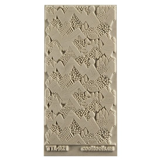 Texture Tile - In the Mountains Embossed. Beige Texture Tiles are flexible, washable and can be used with any soft clay. Spritz with CoolSlip or dust on Dry Powder Release for stick-free impressions when using metal clay and polymer clay.