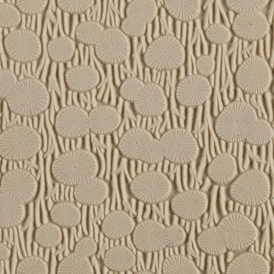 Texture Tile - Dandelion Field. Beige Texture Tiles are flexible, washable and can be used with any soft clay. Spritz with CoolSlip or dust on Dry Powder Release for stick-free impressions when using metal clay and polymer clay.