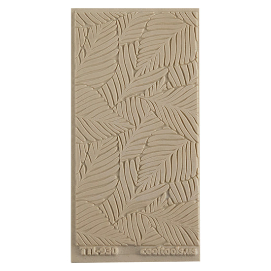 Texture Tile - Palm Leaves. Beige Texture Tiles are flexible, washable and can be used with any soft clay. Spritz with CoolSlip or dust on Dry Powder Release for stick-free impressions when using metal clay and polymer clay.