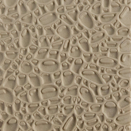 Texture Tile - Cobblestone. Beige Texture Tiles are flexible, washable and can be used with any soft clay. Spritz with CoolSlip or dust on Dry Powder Release for stick-free impressions when using metal clay and polymer clay.