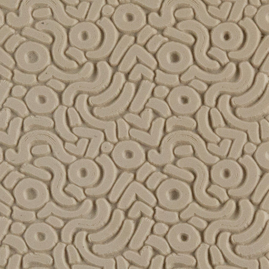 Texture Tile - Abstract Doodles. Beige Texture Tiles are flexible, washable and can be used with any soft clay. Spritz with CoolSlip or dust on Dry Powder Release for stick-free impressions when using metal clay and polymer clay.