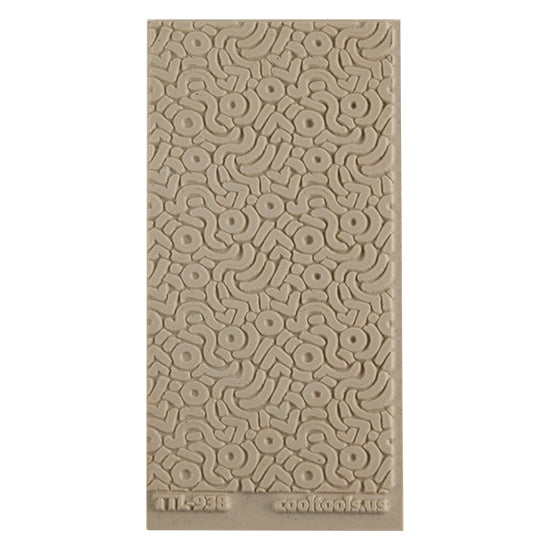 Texture Tile - Abstract Doodles. Beige Texture Tiles are flexible, washable and can be used with any soft clay. Spritz with CoolSlip or dust on Dry Powder Release for stick-free impressions when using metal clay and polymer clay.