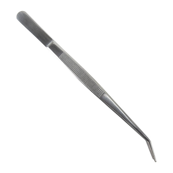 Tweezers - Stainless Steel Fine Bent Tip - Silver