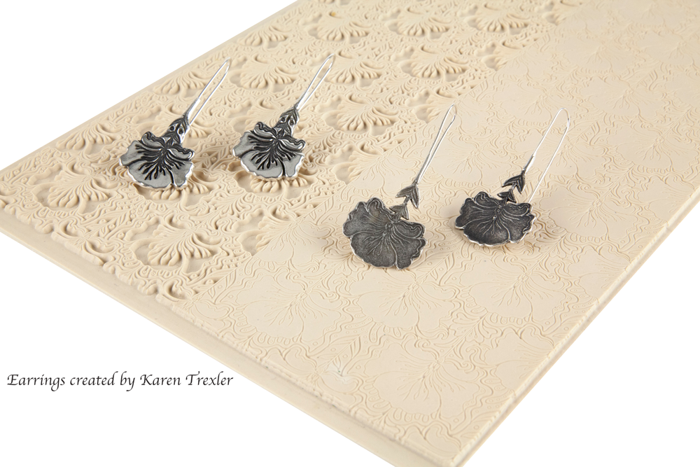 Vice Versa Texture - Orchid Ovation silver earring created by karen trexler