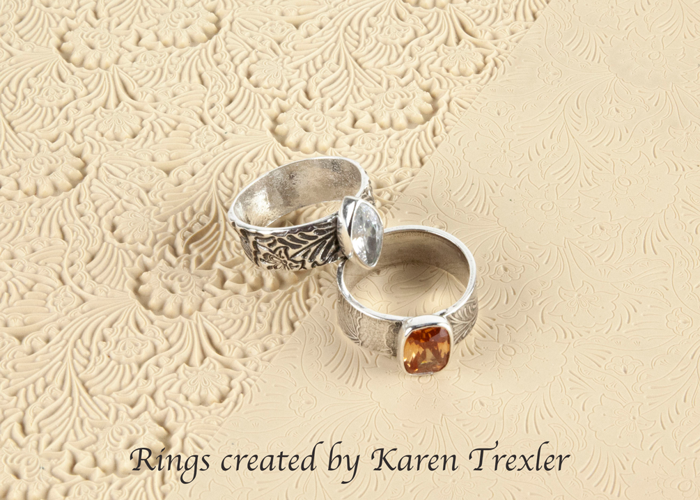 Vice Versa Texture - Fern Leaf Peony rings by karen texler