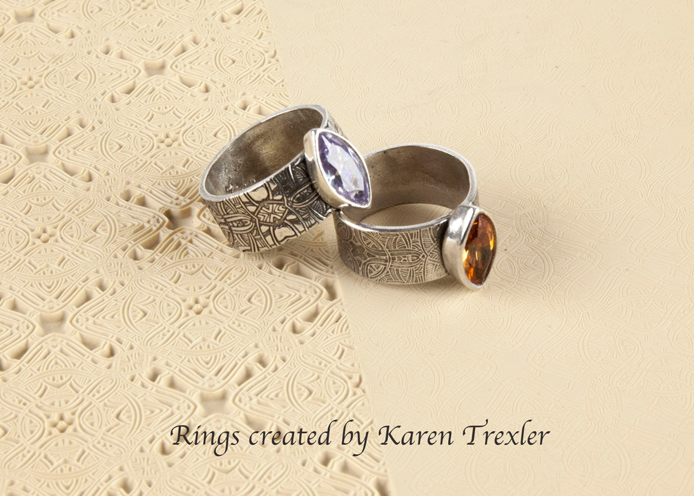 Vice Versa Texture - Interwoven Diamond silver rings by karen trexler