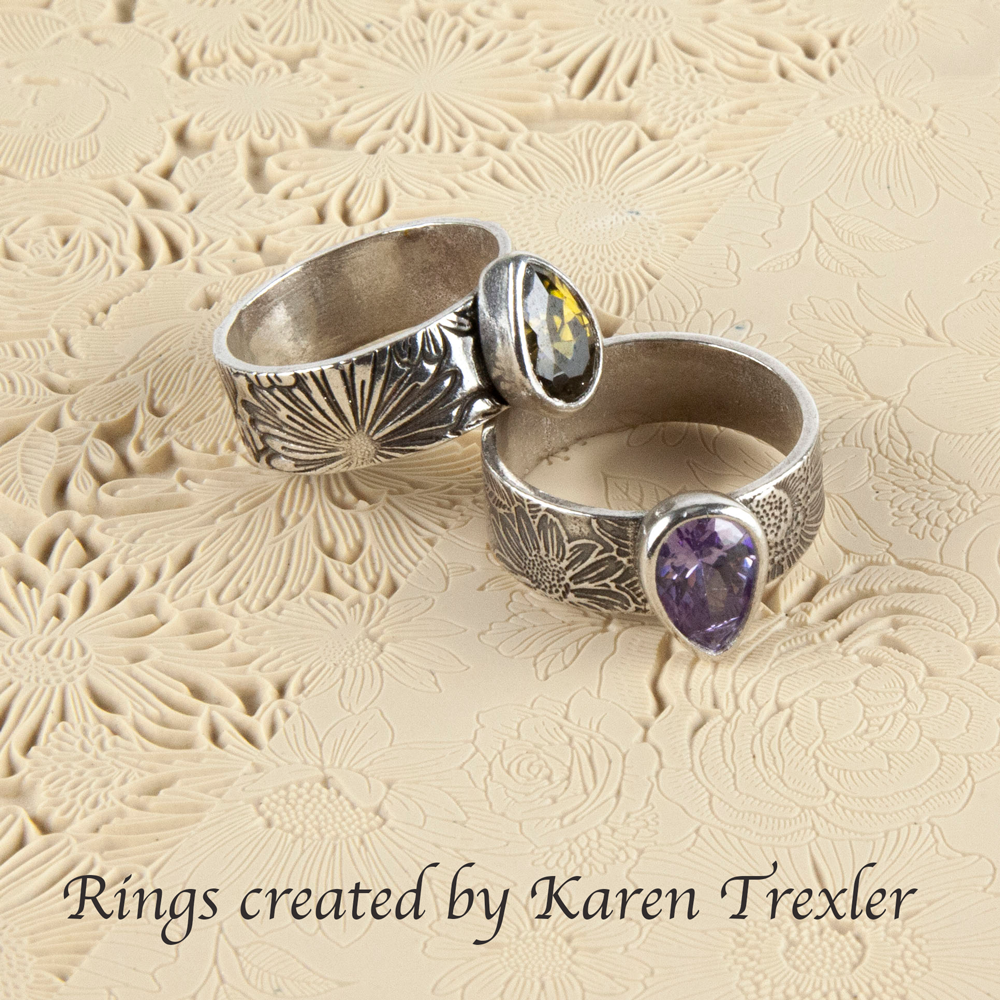 Vice Versa Texture - Grandma's Garden silver rings by karen trexler