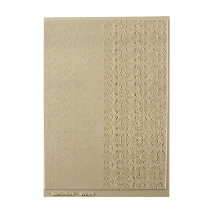 Vice Versa Texture - Leaves in a Knot. Beige Vice Versa Textures include both the standard and reverse version of each pattern, allowing the artist to incorporate both designs in their work. Each version of the pattern is perfect for any size project, from earrings to cuffs. Vice Versa textures measure 9-1/4" x 6" with each pattern measuring 2-7/8" x 8-5/8".