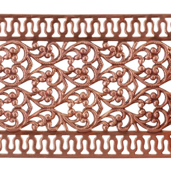 Patterned Wire - Copper - Floral Ribbon with Edging 24 gauge Dead Soft - 6" Min