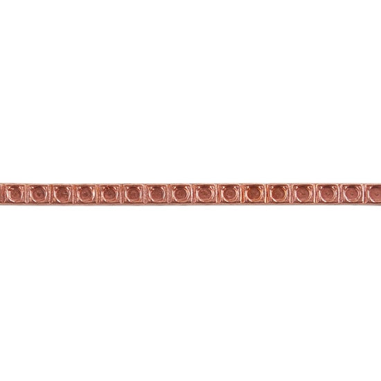 Patterned Wire - Copper - Dotted Square 18 gauge Dead Soft - 6" Min