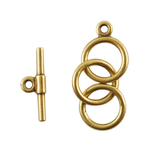 Bronze Plate Mini Toggle Clasp - 3 Rings