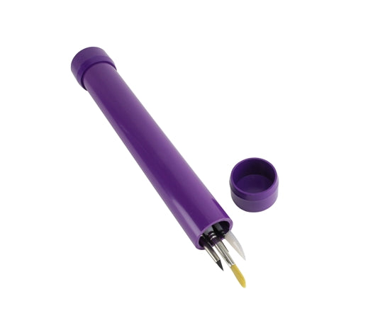 cap removed from purple Cool Tools Wonder Roller showing tools stored inside