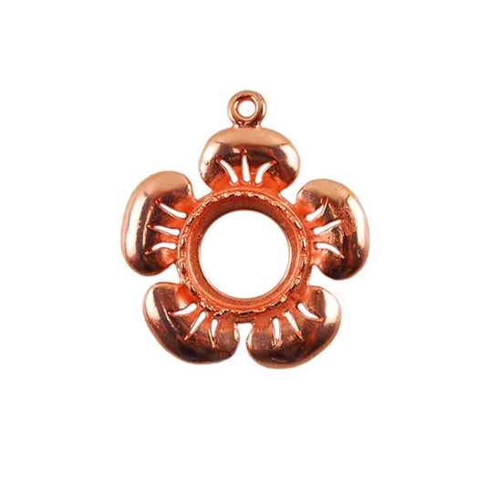 Copper Plate Flower Pendant Setting - Round